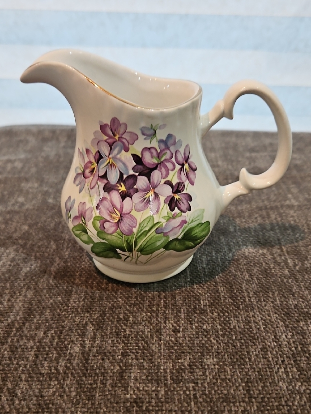 Vintage Violets Fluted Creamer